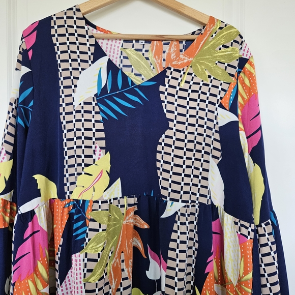 Colorful Patterned Mini Dress - Picture 2 of 3